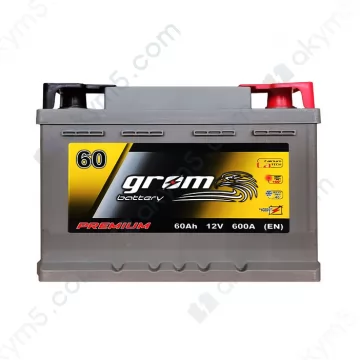 Аккумулятор автомобильній Grom Battery 60Ah R+ 600A (EN) низкобазовый