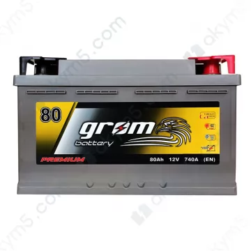 Акумулятор автомобільний Grom Battery 80Ah R+ 740A (EN) низькобазовий