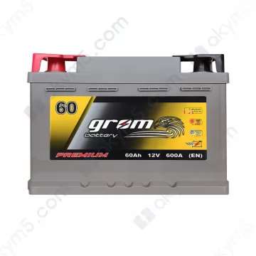 Акумулятор автомобільний Grom Battery 60Ah L+ 600A (EN) низькобазовий